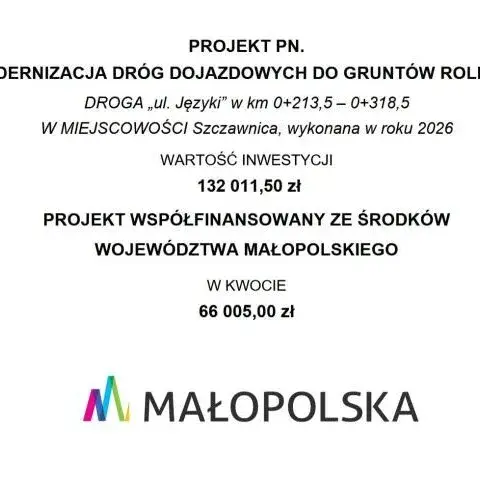 Modernizacja dróg do gruntów rolnych w Gminie Szczawnica - ul. Języki